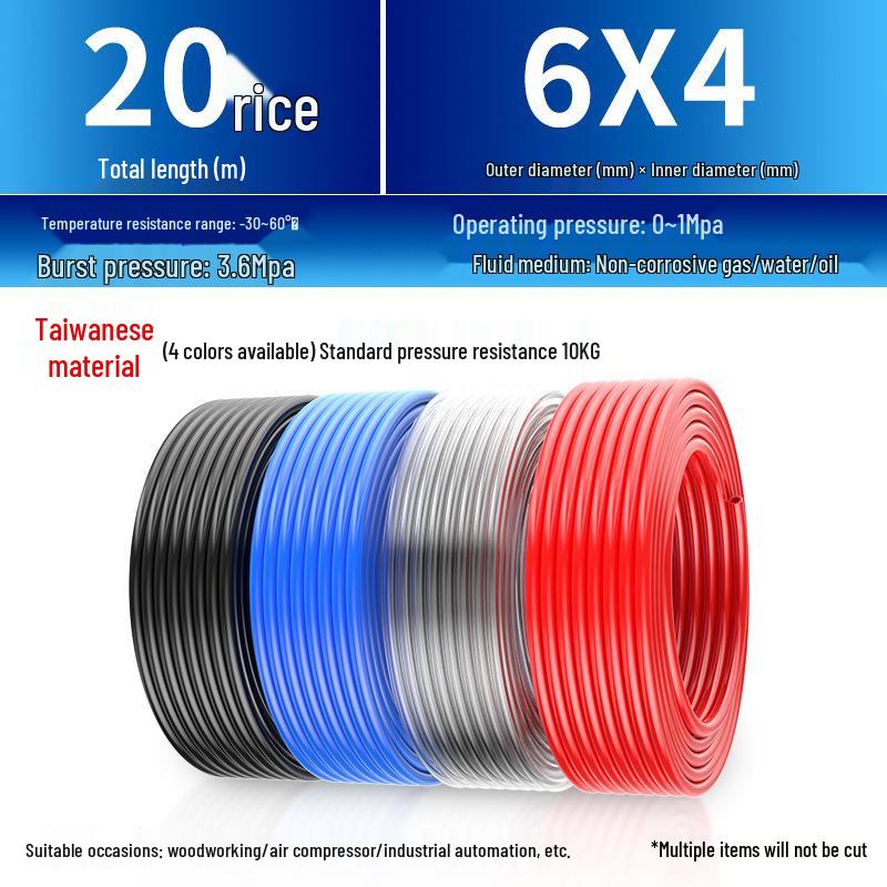 High-Pressure PU 8mm Pneumatic Air Compressor Hose, Transparent, Available in 10/6.5mm and 4/6/12/14/16mm Sizes