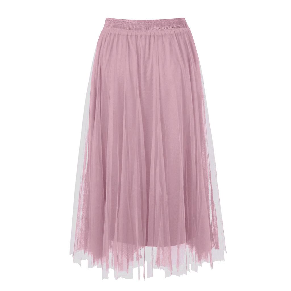 Длинная тюлевая однотонная элегантная юбка с блестками и блестками, многослойная сетчатая юбка чайной длины с большим подолом для женщин