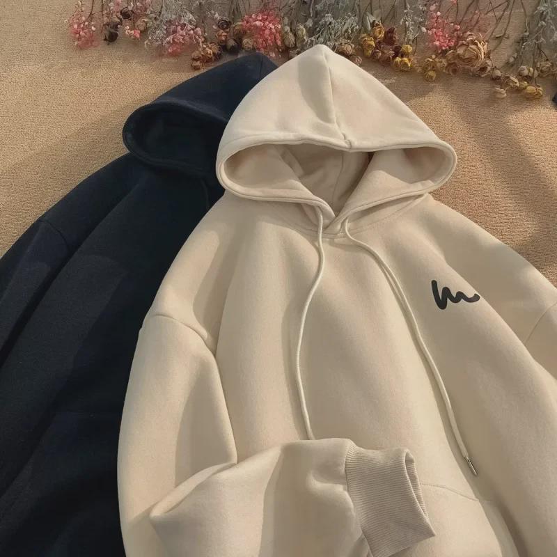 2024 Men's High Street Loose Large Hooded Sweatshirt - Spring/Autumn Hong Kong Style