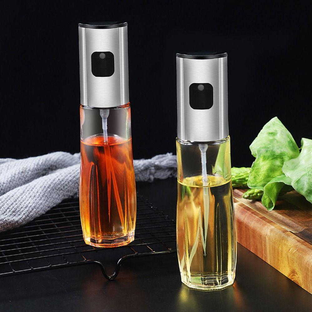 Glass Oil Spray Bottle Stainless Steel Oil Dispenser Bottle Glass Oil Sprayer  Household