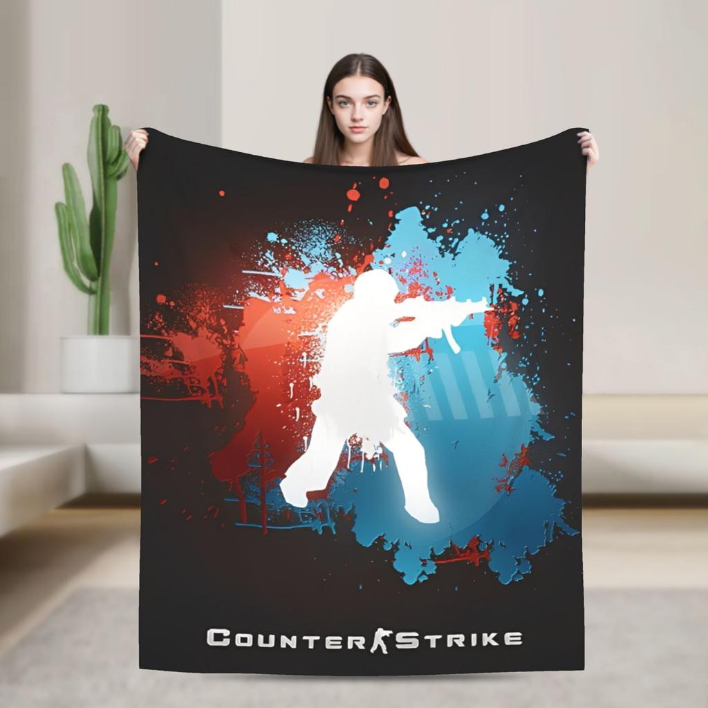 Counter Strike CS Go Fashion Blanket Shootting Game Art Plush Awesome Soft Throw Fashion Blanket for Home Textile Decor Outdoor