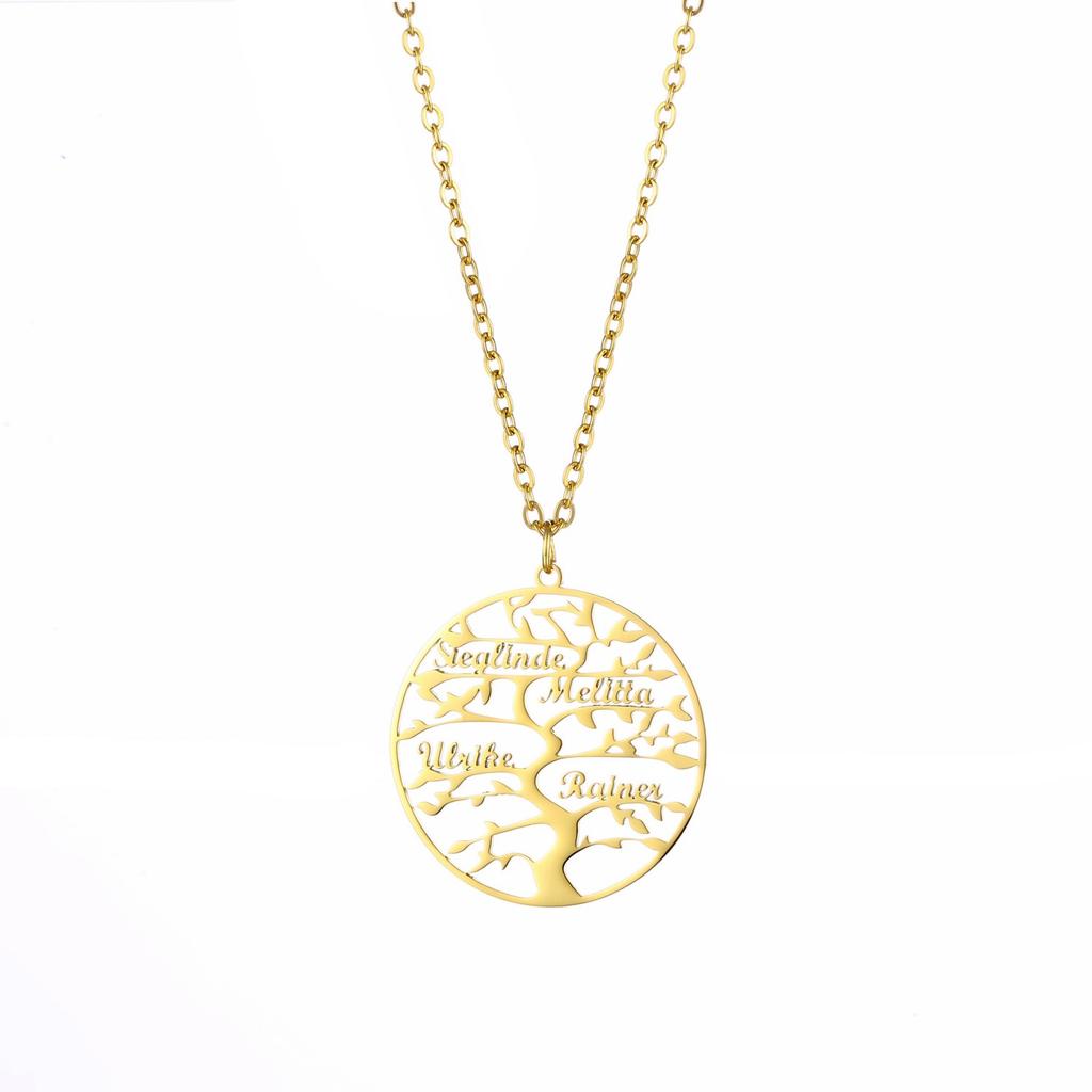 Engraved Family Name Necklace Personalized Name Necklace Tree of Life Necklace Multiple Names Jewelry Gift for Family and Mom