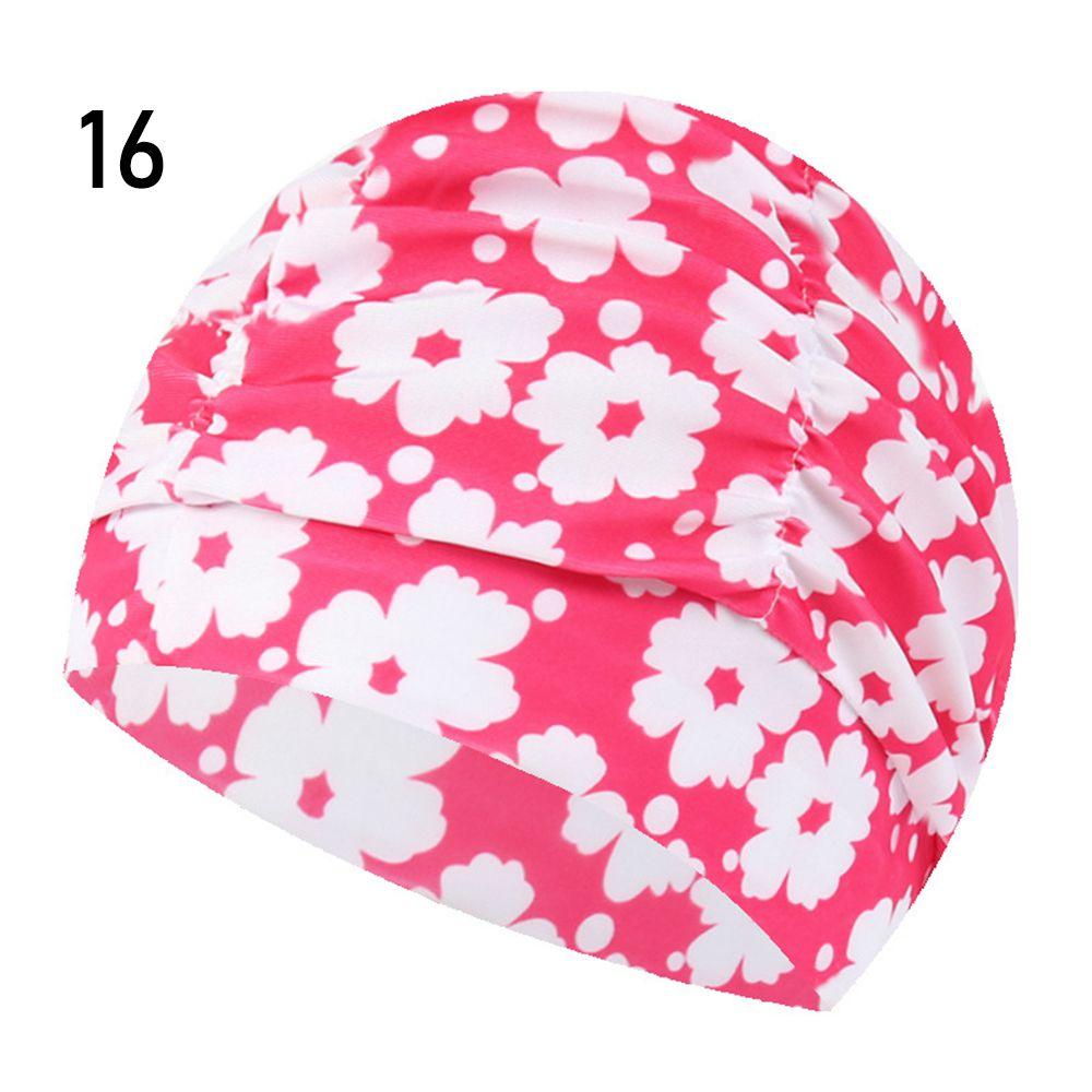 Printed Sports Accessories Elastic Nylon Turban Long Hair Protect Pool Bathing Hats Swimming Cap