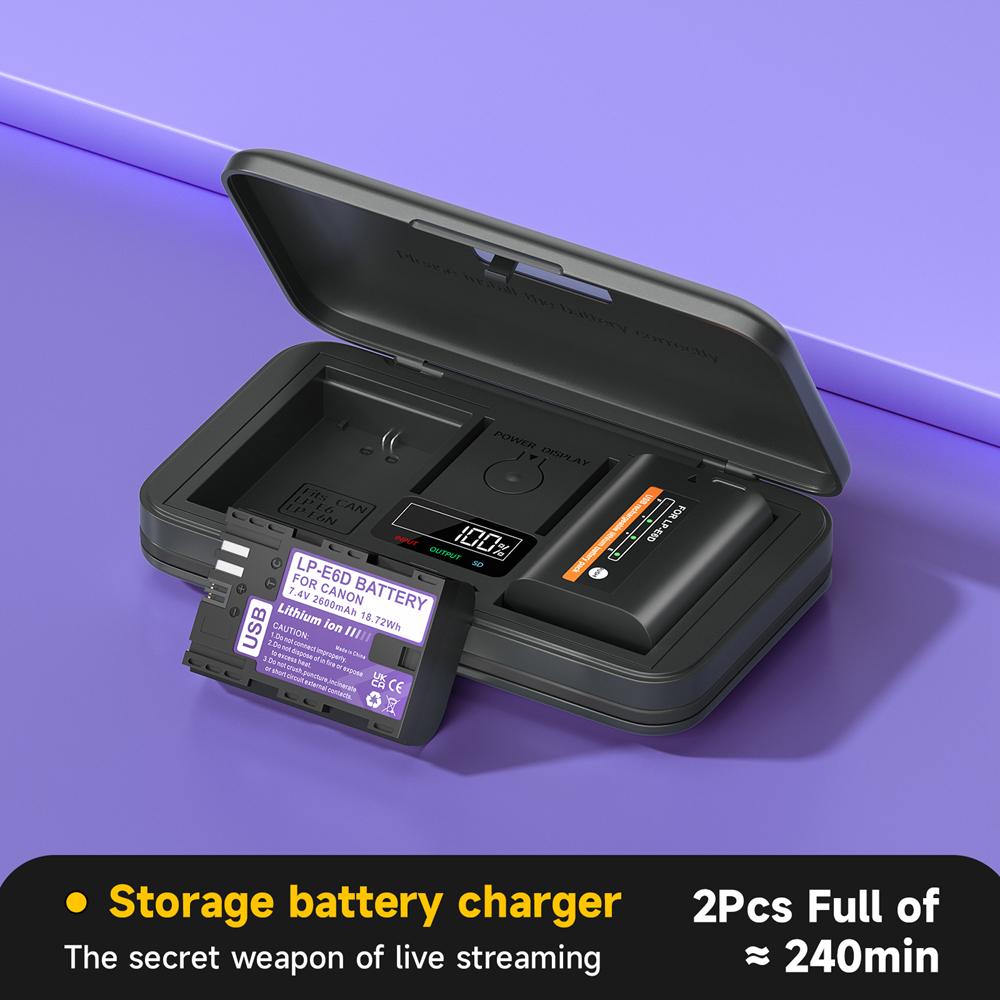 PALO Встроенный USB LP-E6 LP E6 LPE6 LP E6N аккумулятор 2600 мАч Akku для камер Canon 5D Mark II III 7D 60D EOS 6D 70D 80D EOS 5DS R
