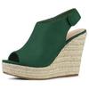 Allegra K Women's Wedge Sandals with Backstrap Platform Espadrilles, Emerald Green, Size 23.5cm