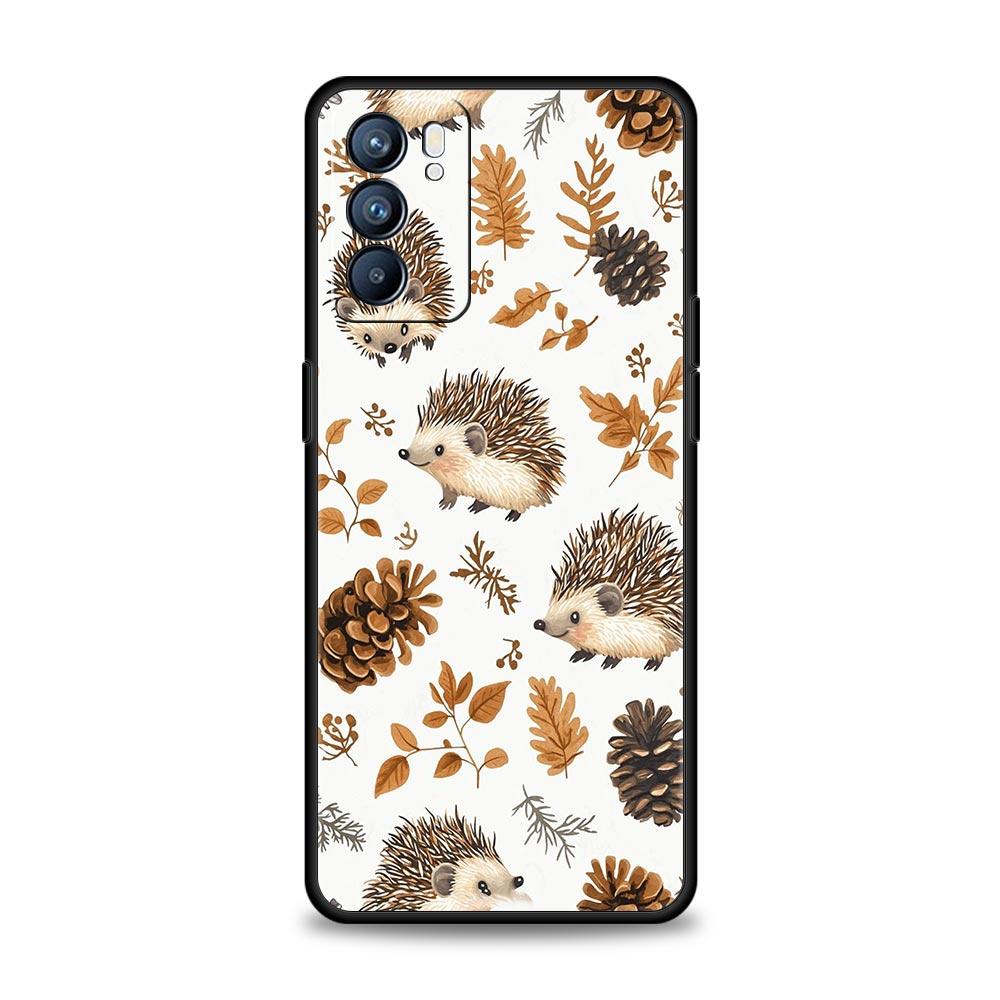 Милый чехол для телефона с ежиком для Oppo Reno13 Reno12 Reno11 F Reno10 Pro A54 5G Find X5 A53 A52 A9 A17 4G A79 A80 A98