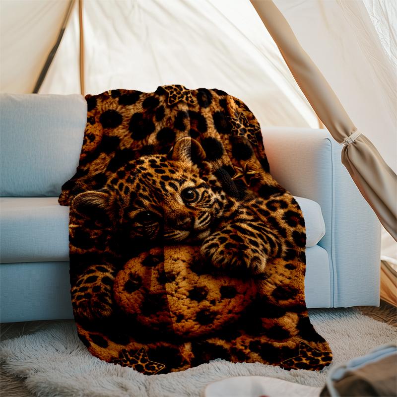 Leopard Cookies blanket Personalized Name Flannel Blanket Soft Cozy Plush Throw for Sofa Bed Lightweight Home Décor