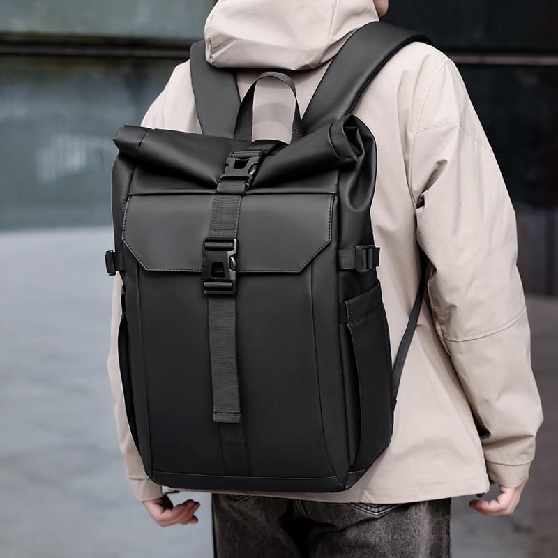 Casual Travel Backpack With Roll Top Closure For Commuting And Outdoor Use