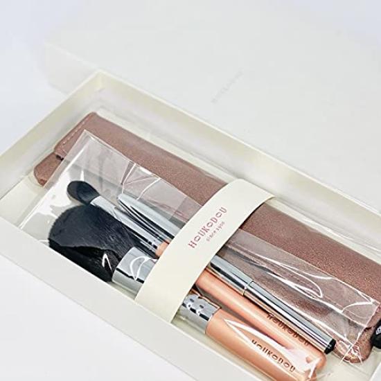 HOUKODOU Kumano Brush Makeup Brush Pink set 3-piece (with case) (Moe Series) SS-13