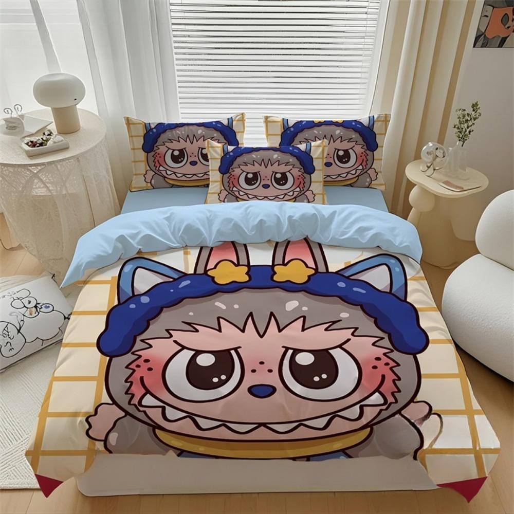 Милый комплект постельного белья Bubu из 2/3 предметов для спальни, детский подарок, подростковый, взрослый, микрофибра, двуспальный пододеяльник на молнии, декор для комнаты