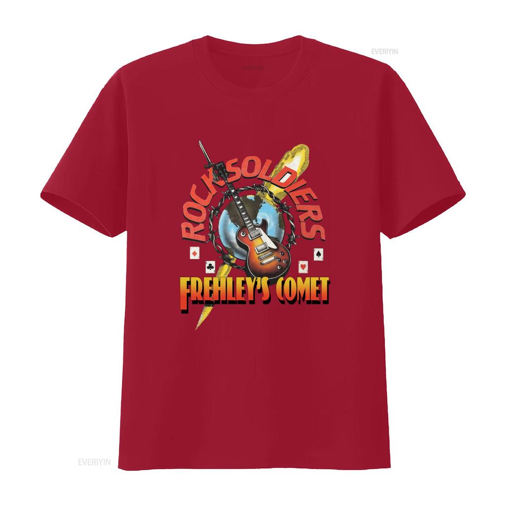 1988 Vintage Ace Frehley Comet Rock Soldiers Guitar Globe Barbed Wire Playing Cards T Shirt Medium vintage Washed Comfortable