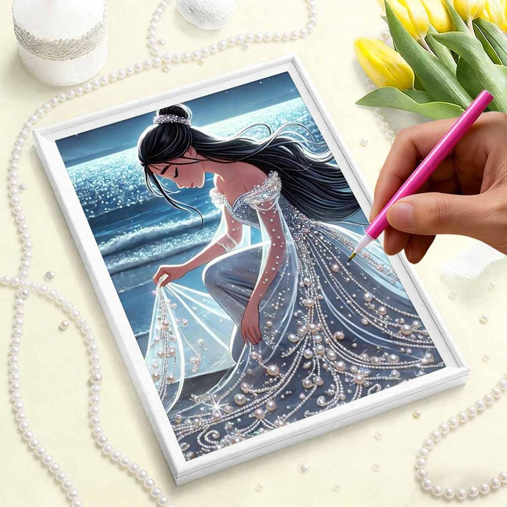 Disney Жемчужная живопись Морской пейзаж Жемчужная принцесса Творческое искусство 5D Жемчужная вышивка Набор для вышивки крестом Ручная работа DIY Декор для дома и комнаты Подарок
