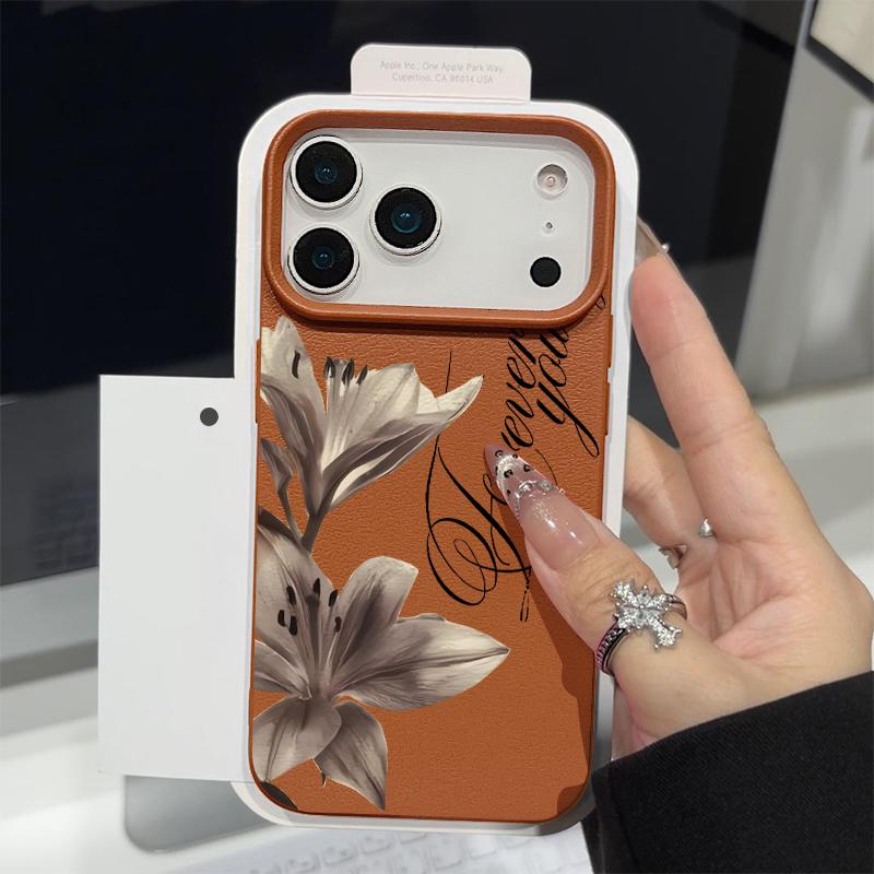 Чехол с принтом роскошных цветов для iPhone 17 18 Pro Max iPhone 16 15 14 13 Pro Max 17E Мягкий силиконовый чехол для телефона с текстурой кожи