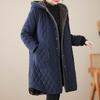 Women's Winter Plus Size Medium-length Cotton Coat Plaid Hooded Thickened Warm Cotton Jacket