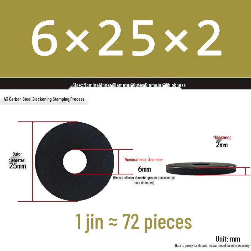 Black Oversized Thickened Round Metal Flat Washer Spacer for Home Use