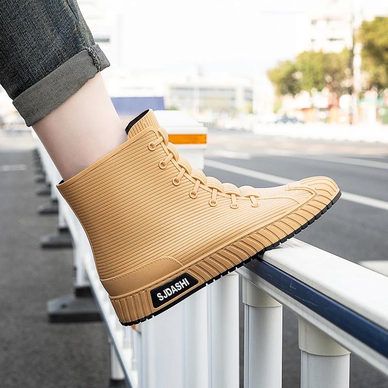 Модная универсальная повседневная короткая водонепроницаемая обувь для мужчин и женщин, на флисовой подкладке, теплая, противоскользящая, износостойкая, уличные дождевые ботинки