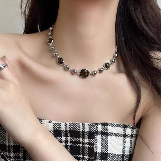 Женское ожерелье из бисера с тигром, регулируемый глаз, камень, декор, искусственная длина, зажим для омара, колье