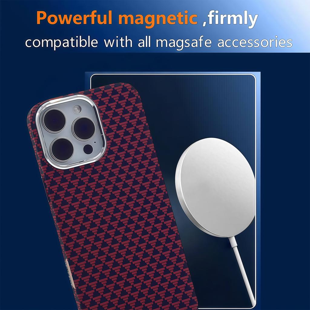 For iPhone 16 Pro Case Compatible with MagSafe Carbon Fiber Texture Hard PC Phone Cover