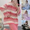 Women's Pajamas Long Sleeve Pajamas 2-piece Set Loose Top and Pants Sleepwear Classic Striped Casual Nightwear