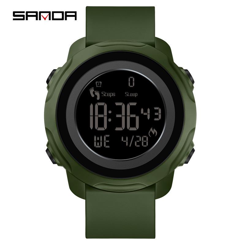 Sanda Waterproof Digital Watch with Step Counter, Calorie Tracker, Alarm, and Multifunctional Features for Outdoor Sports