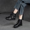 Johnature Women Shoes Summer Sandals Genuine Leather Round Toe Lace-up Handmade Retro Breathable Hollow-out Boots