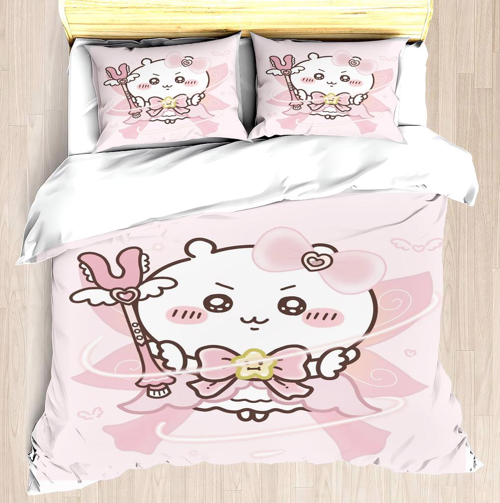 Набор постельного белья CHIIKAWA Пододеяльник Miniso - Современный принт для дома Детская комната Совместный бренд Периферийный набор для матраса и кровати 3 предмета