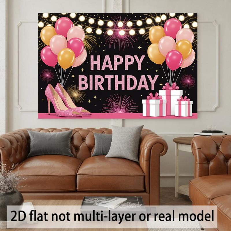 Birthday Celebration Party Banner, Polyester Photo Backdrop for Home Room Wall Decor and Gifts