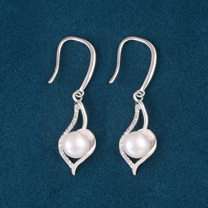Серьги-подвески из стерлингового серебра S925 с жемчугом-багетом для женщин - Высококачественный модный дизайн в форме капли воды, стройнящий (2026)