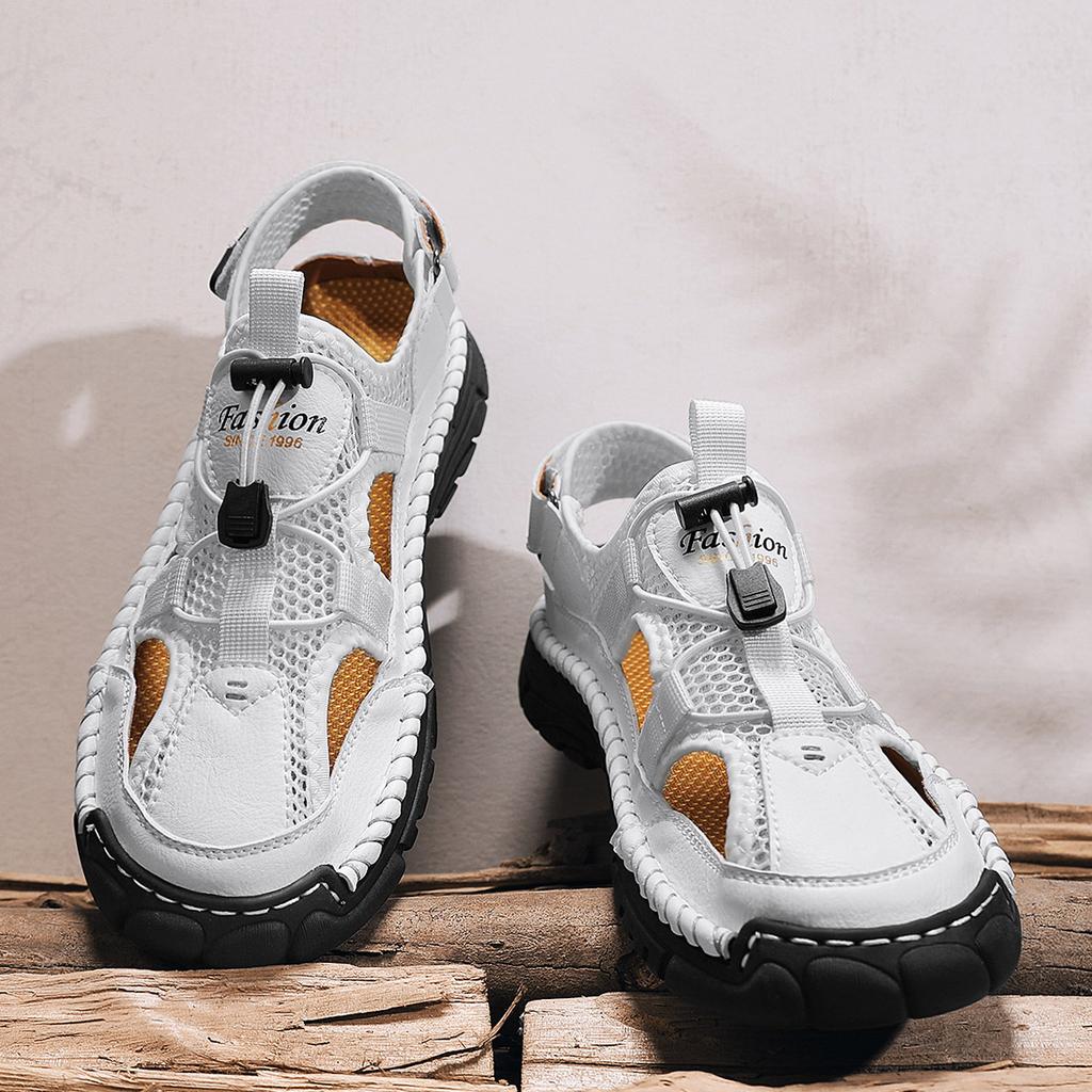 Летние мужские сандалии, сетчатые сандалии для улицы, мягкие сабо, сандалии ручной работы, дышащие легкие тапочки