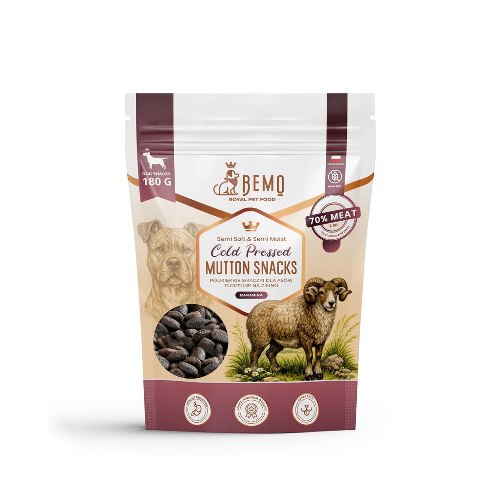 Bemo Cold Pressed Mutton Snacks - semi-soft cold-pressed mutton snacks for dogs