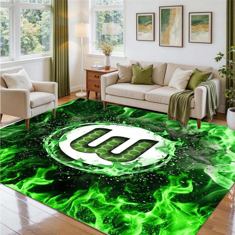 VfL Wolfsburg FC Design Crystal Velvet Rug Soft Decorative Mat for Bedroom Entrance