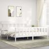 VidaXL Bed Frame with Headboard White 200x200 Cm Solid Wood 3193357