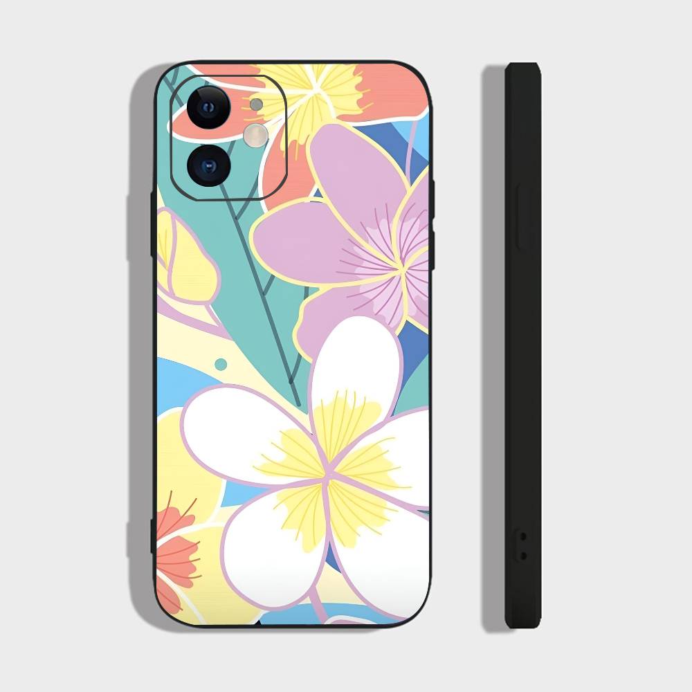 Художественный цветок Для IPhone 13,17,11,12,16,14,15,Plus,Pro Max Мягкий силиконовый черный чехол для телефона