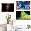 Animal Oil Painting Fluorescent Lion Cartoon Art Canvas Drawing Living Room Corridor Office Home Decoration Mural No Frame