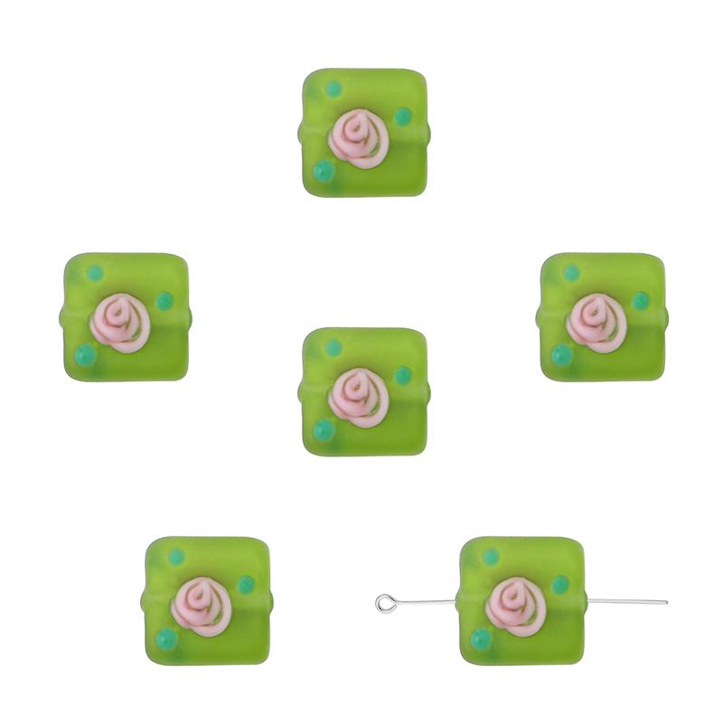 2 шт. ручная роспись матовые цветные стеклянные квадратные бусины для DIY ожерелье браслет серьги изготовление ювелирных изделий аксессуары для рукоделия