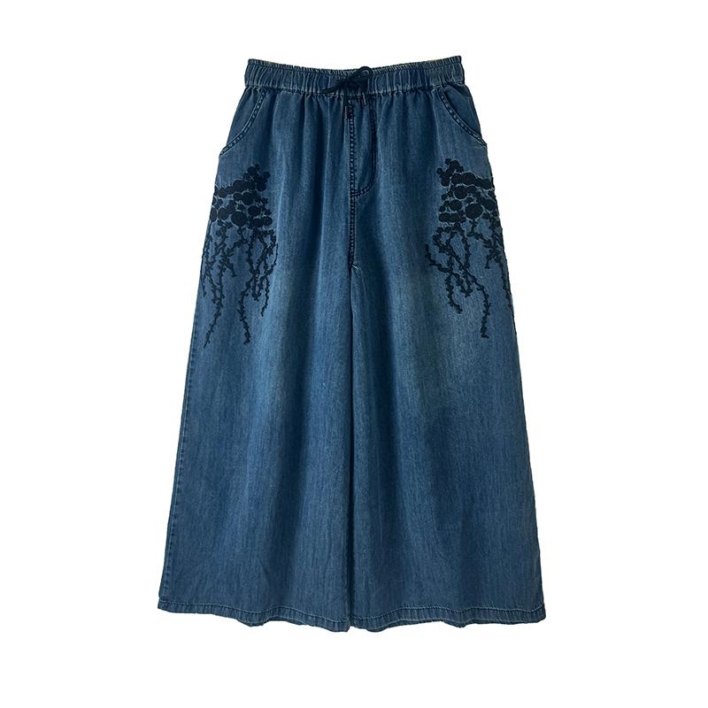 Dimanaf 2025 Летние джинсы Большие брюки женские эластичные длинные брюки базовые шаровары джинсовые свободные широкие брюки повседневные брюки