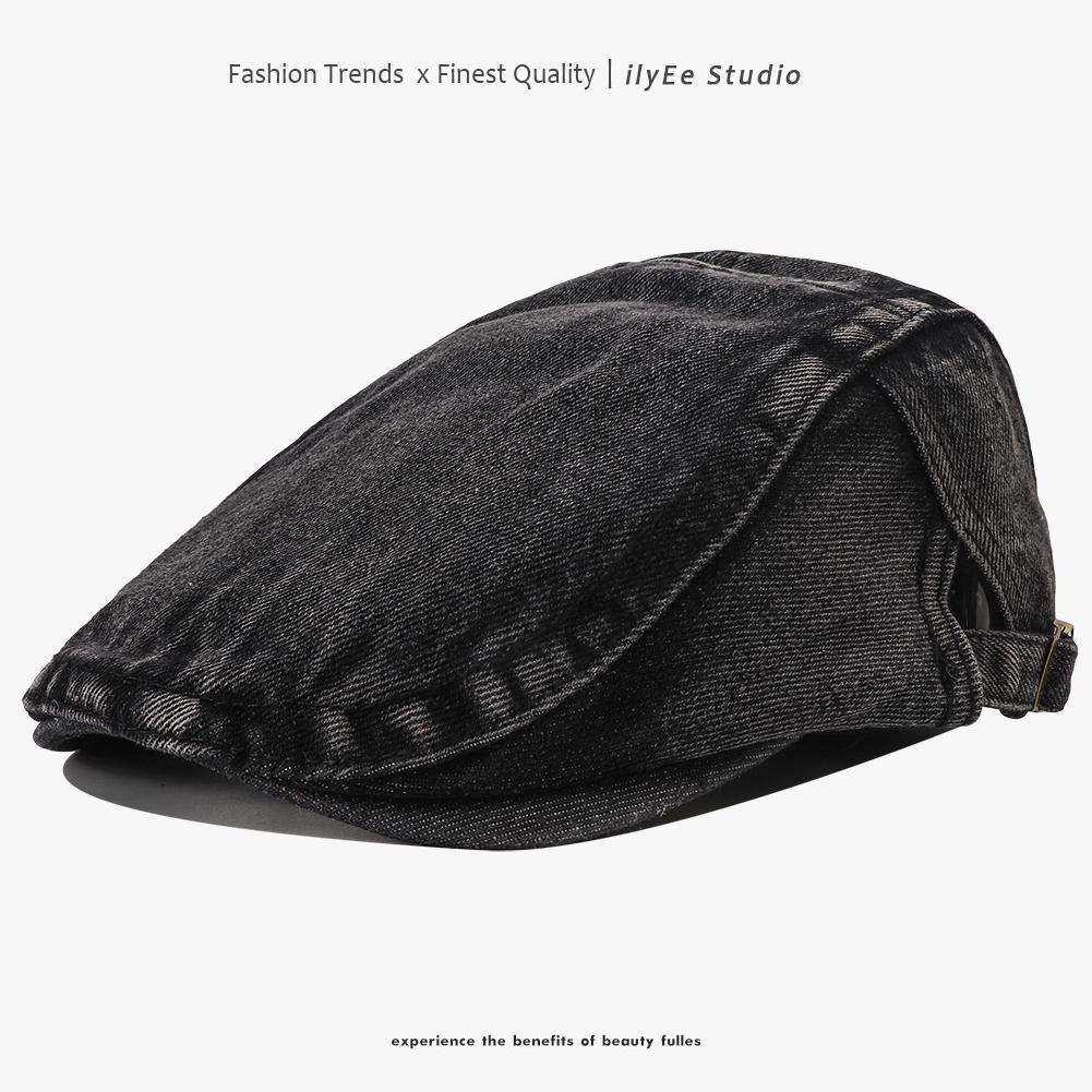 New Designer Washed Denim Beret Hat Men Women Solid Color Vintage Newsboy Cap Adjustable Casual Cotton Flat Visor Cap Flat Hat