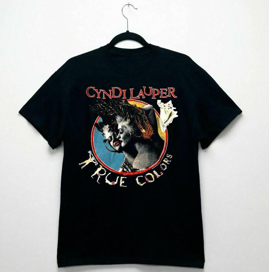 Cyndi Lauper True colors T shirt black Size S M L 234XL NO IMPORT FEES