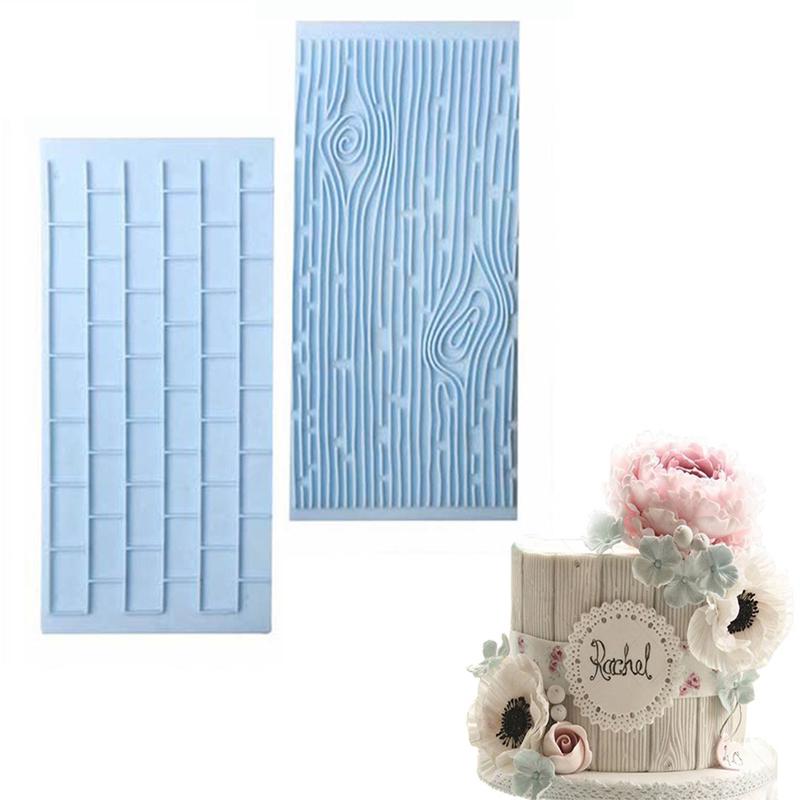 2Pcs/Set Texture Silicone Cake Mold Tree Bark Brick Wall Silicone Mould Fondant Cake Decorating Tool ARI