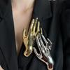 Zinc Zinc Alloy Hand-shaped Brooch Minority Design Double Palm Brooch Fashion Metal Glossy Clothes Pin  Girls