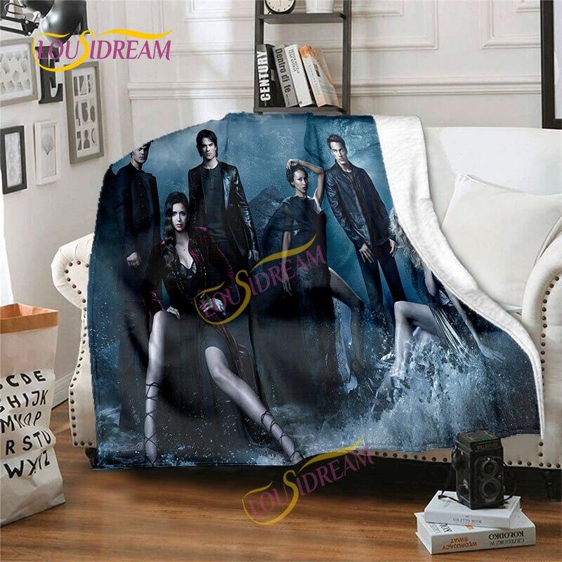 Фланелевое одеяло с 3D принтом «Дневники вампира», офисное одеяло для обеденного перерыва, одеяло для дивана-кровати, одеяло для пикника