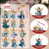 12Pcs Christmas Vintage Wooden Blue Angel Pendant Merry Christmas New Year Pendant Gift Christmas Tree Decor Supplies Best Gifts