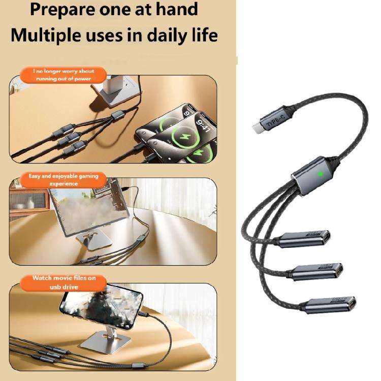 Разветвитель USB C для данных и зарядки с технологией OTG для клавиатур, мышей, камер и других устройств