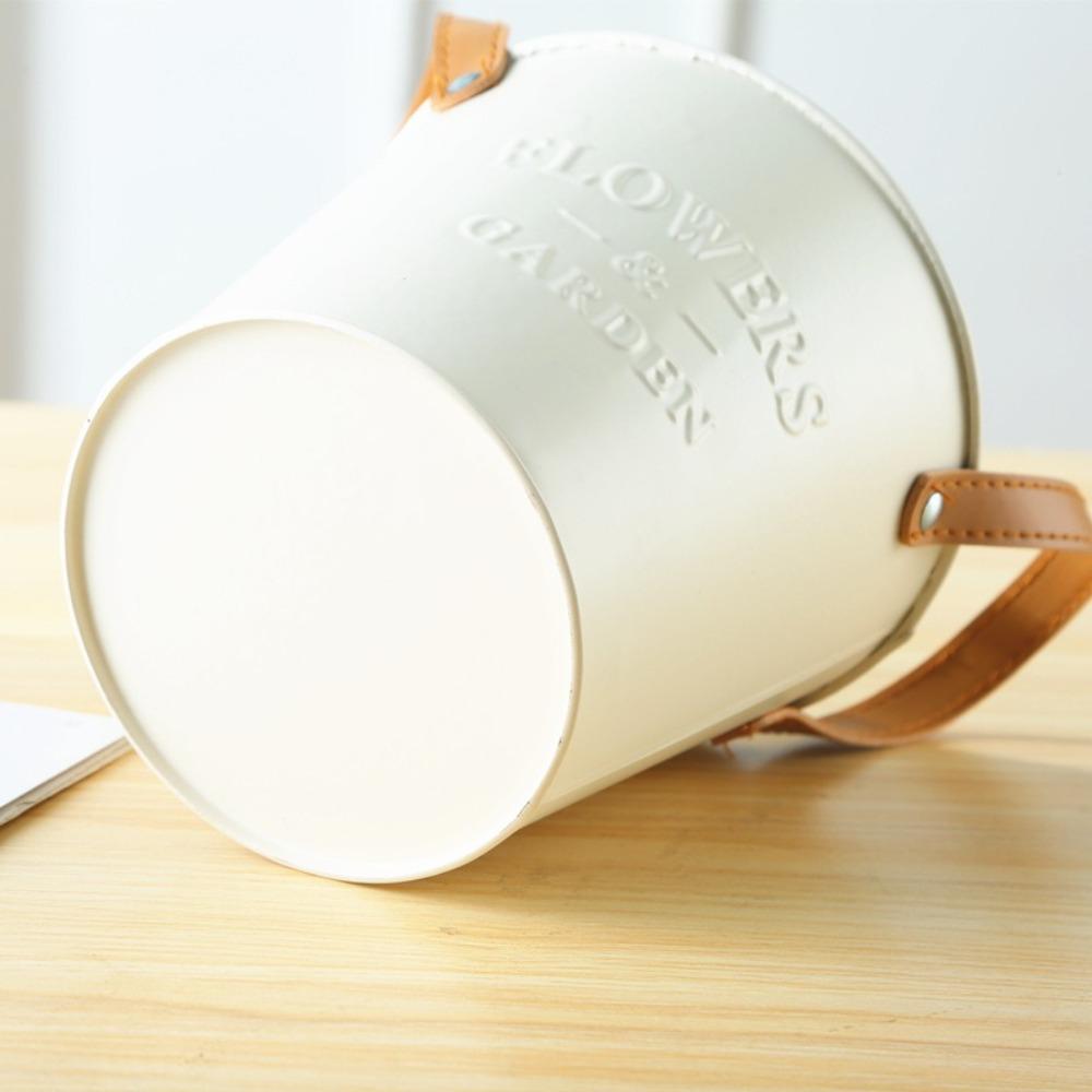 Бежевый цвет цветочные горшки кожаная ручка маленькое ведро качество корзина для хранения дома