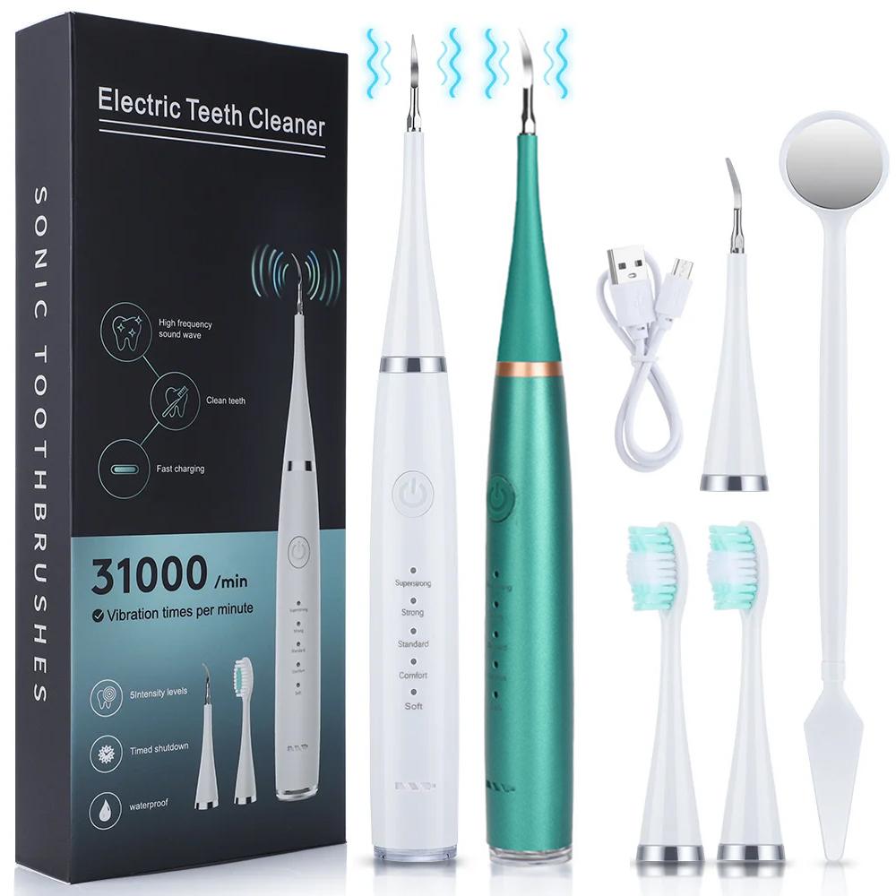 3 IN 1 Electric Dental Scaler Electric Toothbrush Portabl Oral Care Tartar Remover Plaque Ultrasonic Cleaner Teeth Whitening Kit