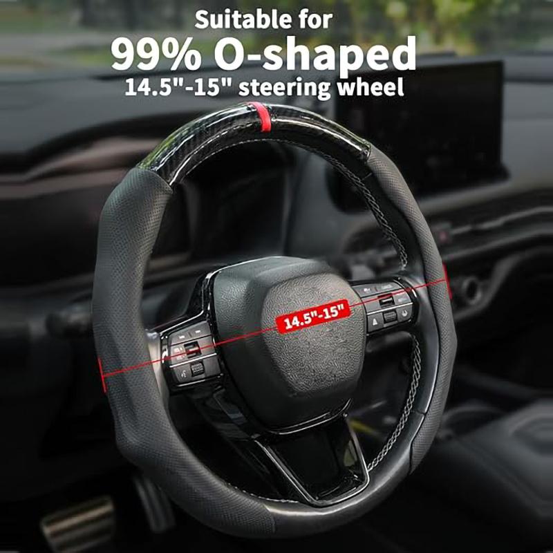 5D Premium Sports Leather Car Steering Wheel Cover Breathable Universal Non-slip 15inch/38cm New Styling Booster Covers Auto Parts