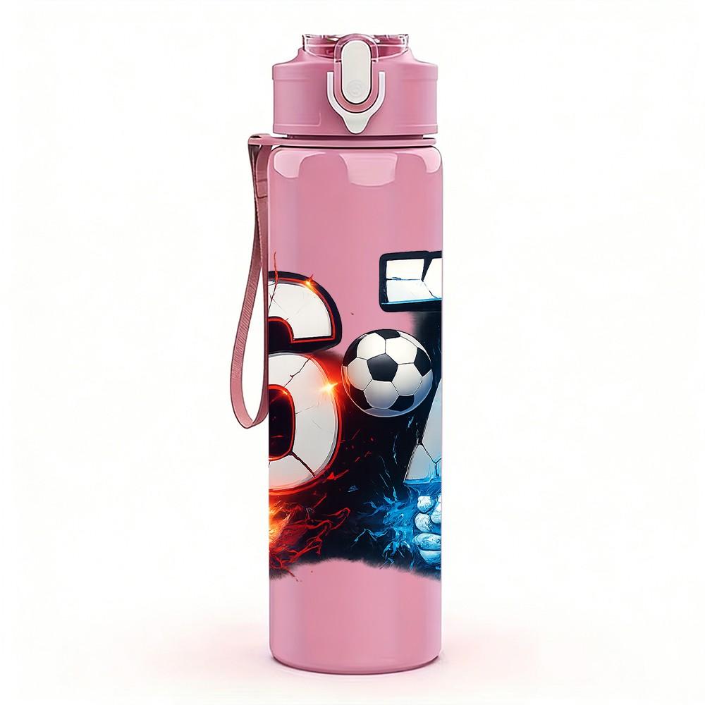 1PC Colorful Number 67 Art 750ml Color Plastic Sports Water Bottle Leakproof Flip Straw Lid Suitable for Sports Office Home Use