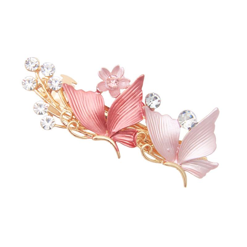 Цветочная заколка для волос женская на затылок сплав цинка алмазная краска полая бабочка пружинный зажим осенне-зимняя заколка аксессуары для волос