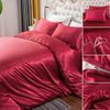 Summer Smooth Satin Duvet Cover Include Duvet Cover Flat Sheet and Pillowcases Smooth Bedding Set Silky Luxury Bedcloth Sets