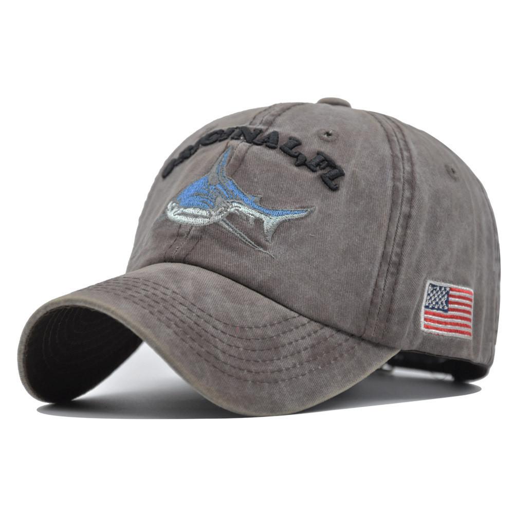 Shark Embroidered 3d Letter Baseball Cap Unisex Adjustable Cotton Casual Hat